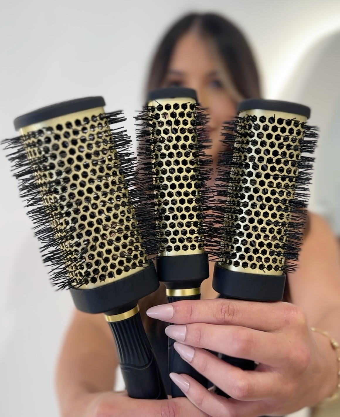 Square Ceramic Ionic Hair Brush - Gold